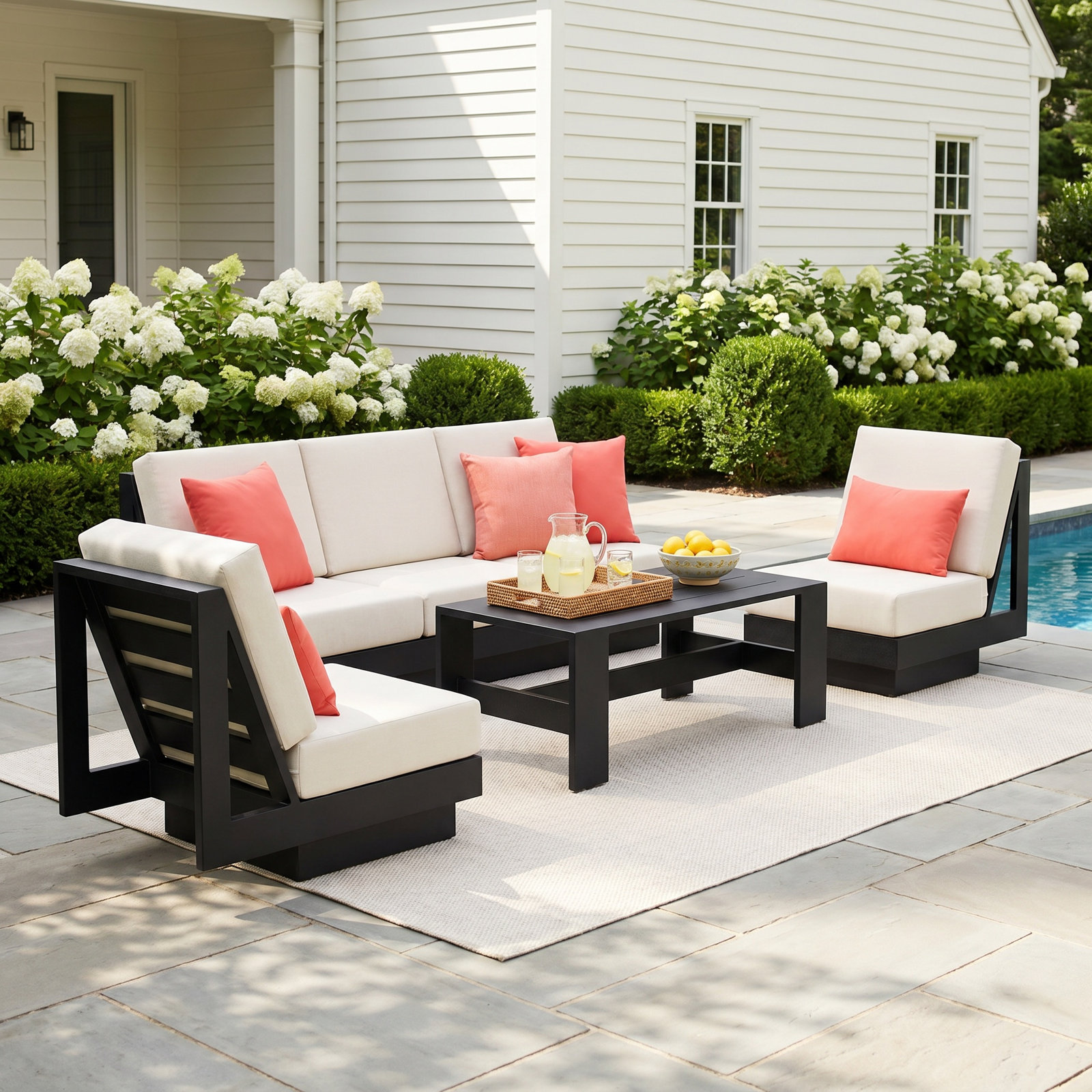 Lucca 4-Piece Outdoor Seating Group with Swivel Chairs and Sunbrella Cushions