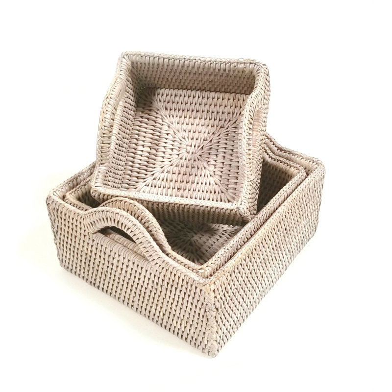 Rattan Tray, White Wash