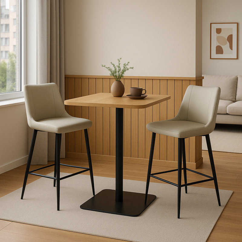 Bella Leather Counter Bar Stool, Grey
