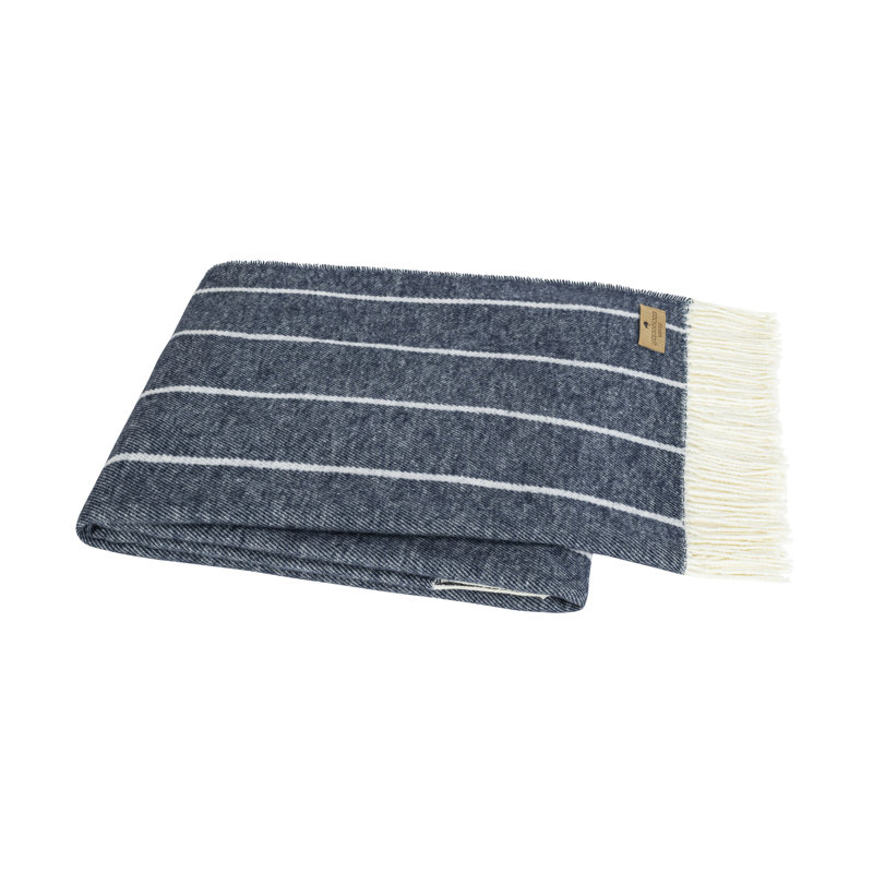 Crystal Blue Fiji Stripe Throw, Navy Striped