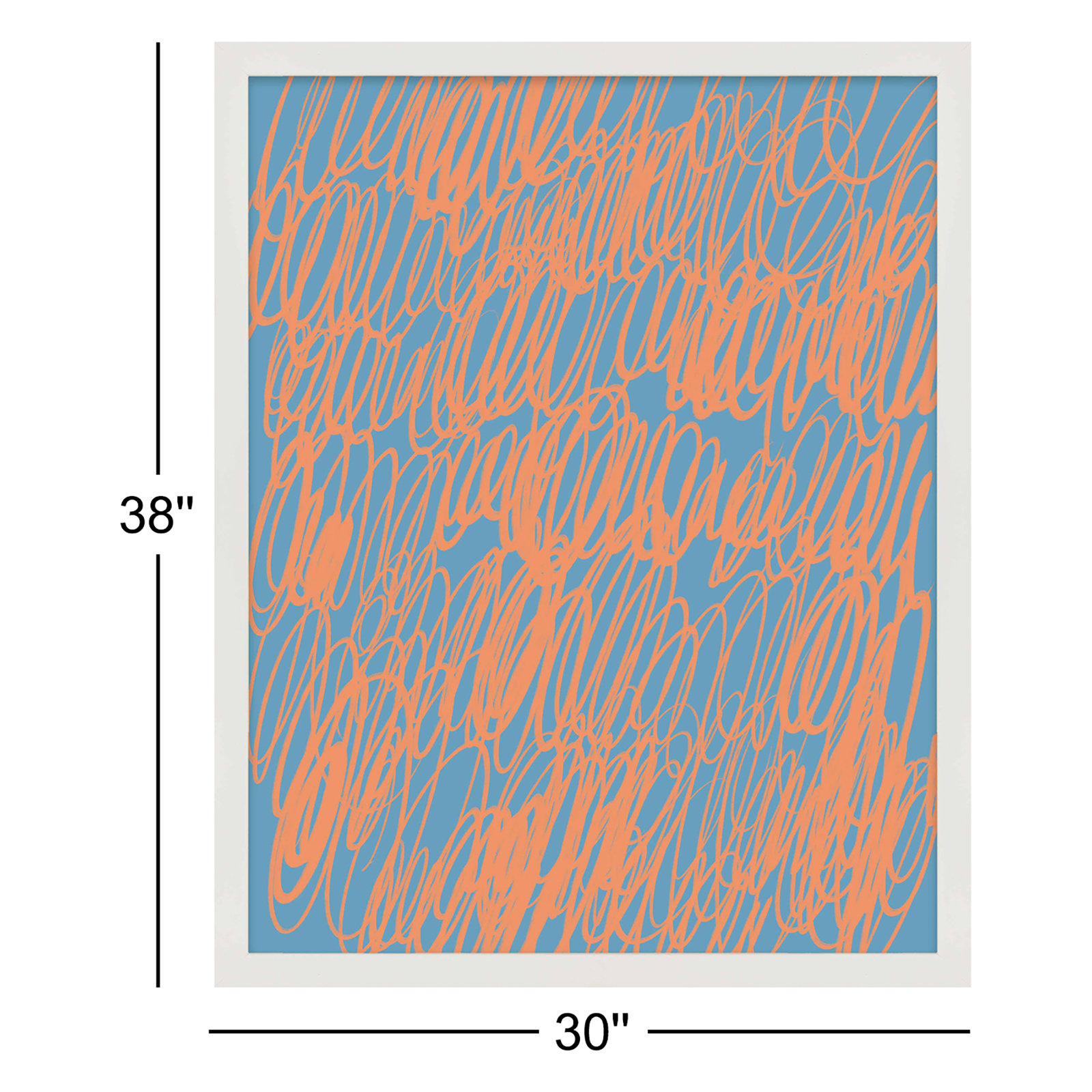 Color Squiggles 2 by Jacques Pilon, White Single Structure Framed Paper, 38" H x 30" W x 1.25" D