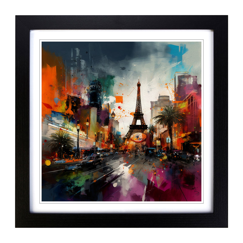 Las Vegas Gestural - Single Picture Frame Print, Black