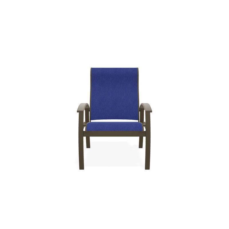Chaise de patio Askar, Atlantis bleu royal Sunbrella®, Désert, Bois de plage texturé