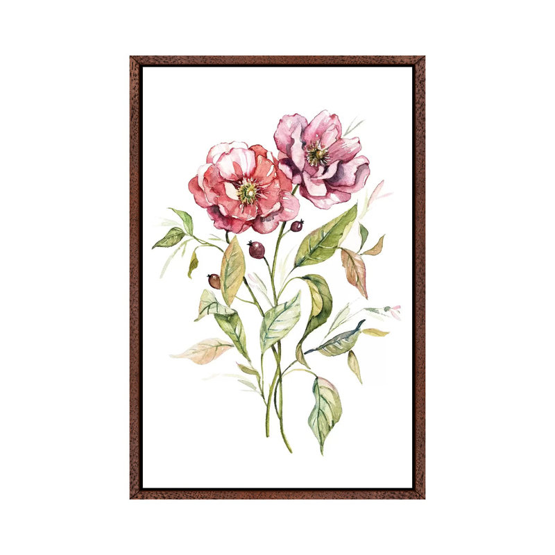 Wild Roses by Carol Robinson - Print on Canvas, 152.5 cm H x 101.5 cm W, Classic Brown Wood Framed