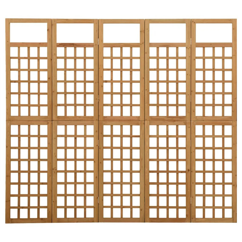 Merritt Solid Wood Folding Room Divider, 5, Brown