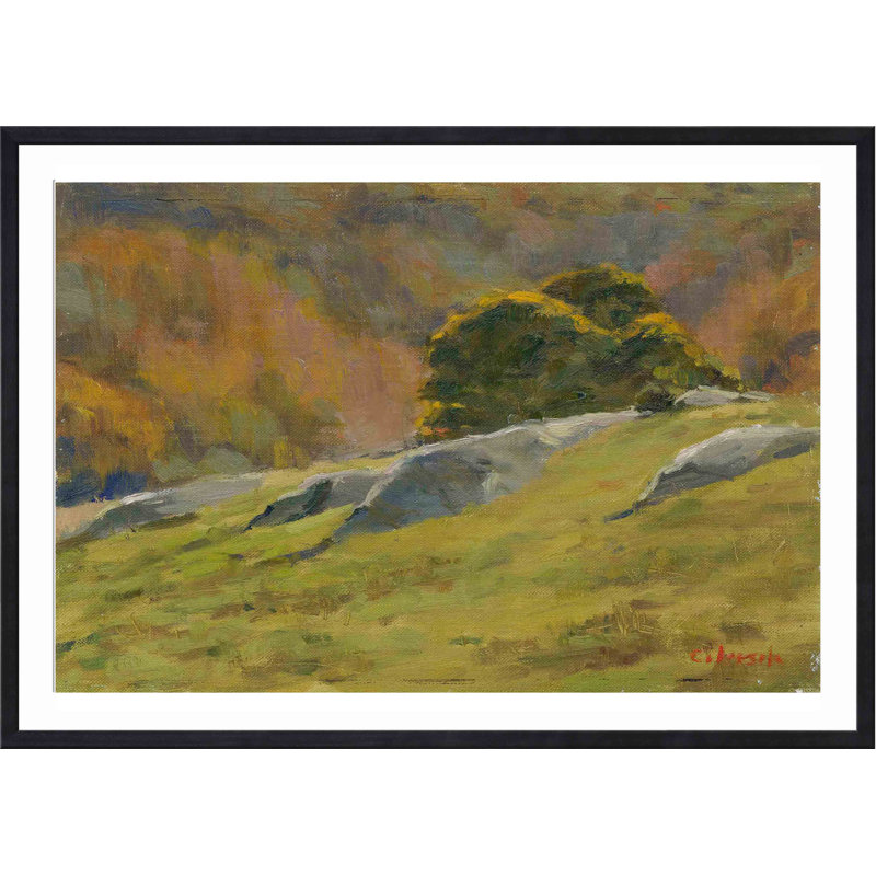 «Old Lyme» par Stephen Calcasola - peinture encadrée, H 12 po x l 12 po, Noir