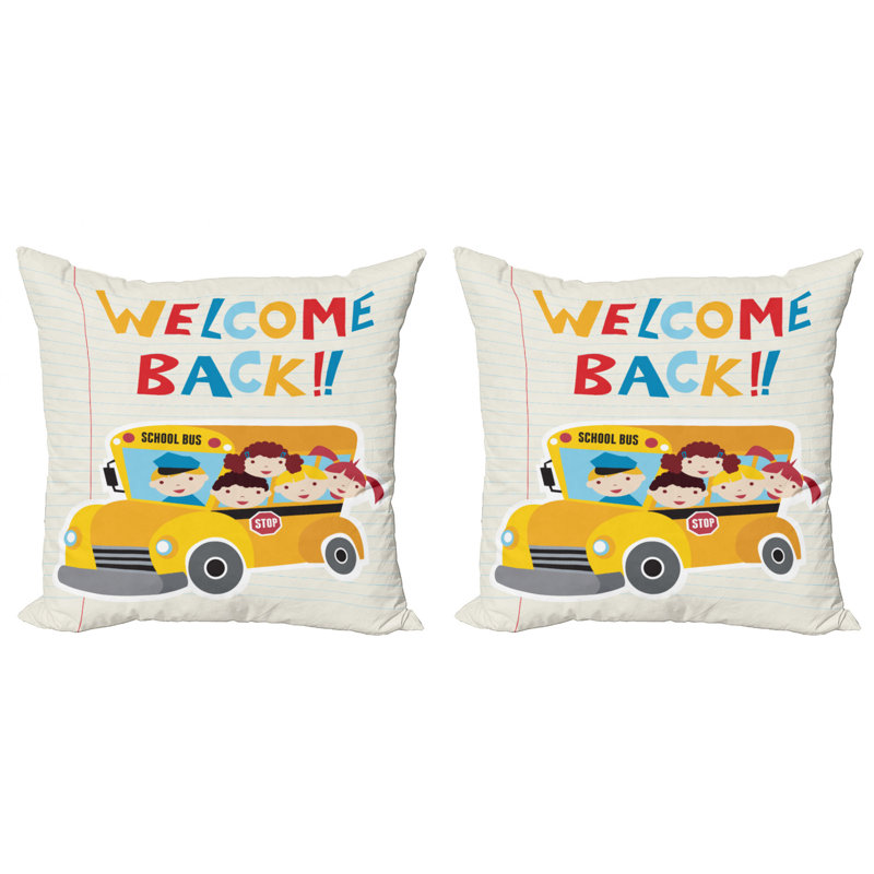 Ensemble de 2 coussins décoratifs Ambesonne School Bus, 24" X 24"