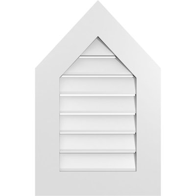 Peaked Top Surface Mount Signature Urethane Functional Gable Vent 13/12 Pitch, Primed Tan