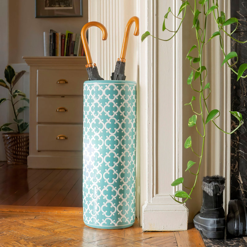 Porte-parapluies Astou, Motif géométrique turquoise