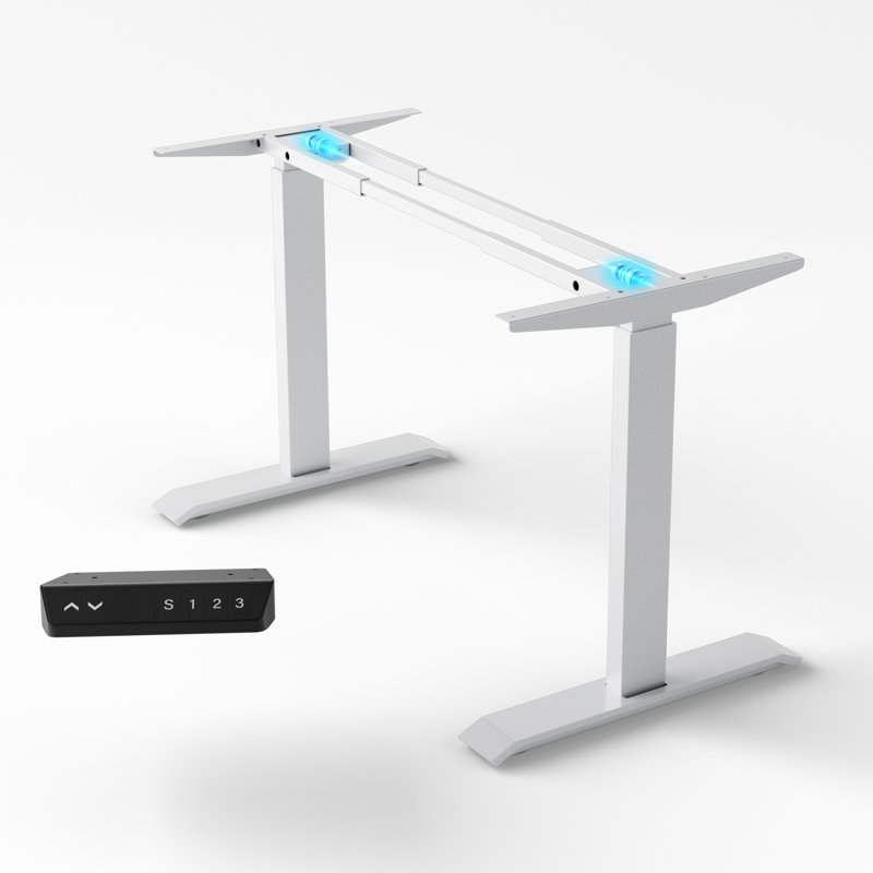  Structure de bureau électrique à deux moteurs, capacité de 265 lb, structure blanche seulement, pieds réglables en hauteur avec 3 contrôleurs de mémoire à DEL, s'adapte aux plateaux de 47,2 po à 78,7 po, base de bureau ergonomique