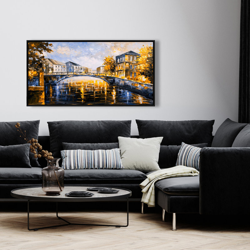 Bridge by a sunny day - 24"x48" Framed canvas