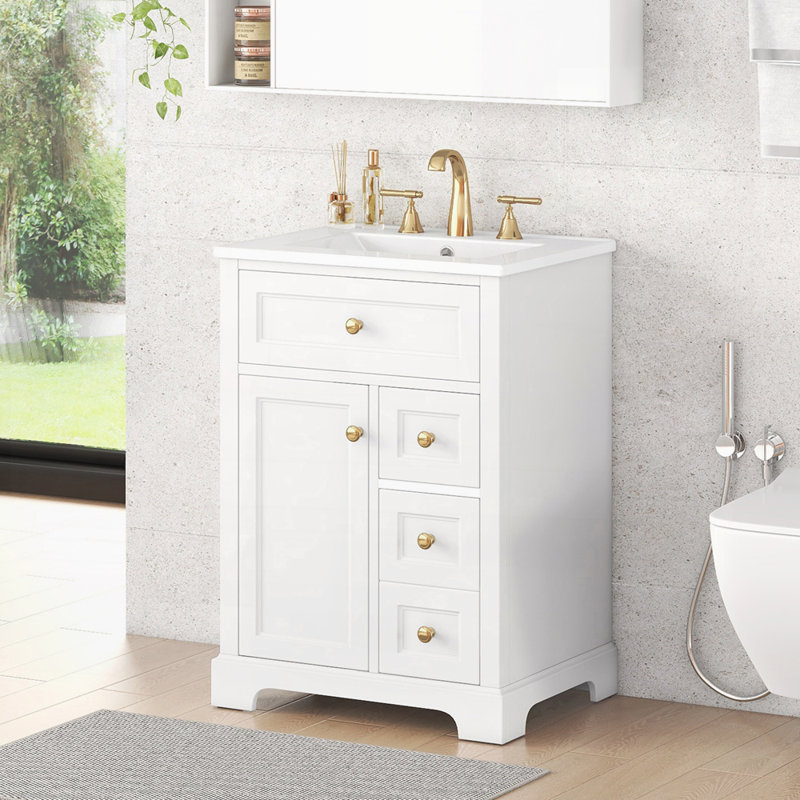 24" Bathroom Vanity with Sink, White