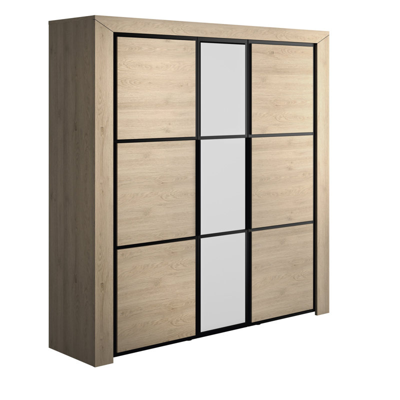 Rockdale 3 Door Manufactured Wood Wardrobe, Natural Chestnut