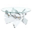 Table basse ronde en verre, table basse unique au design moderne 33,4 po. Comptoir en verre trempé avec pieds en panneau de fibres à densité moyenne à motif blanc. Convient pour les salons et les salles à manger