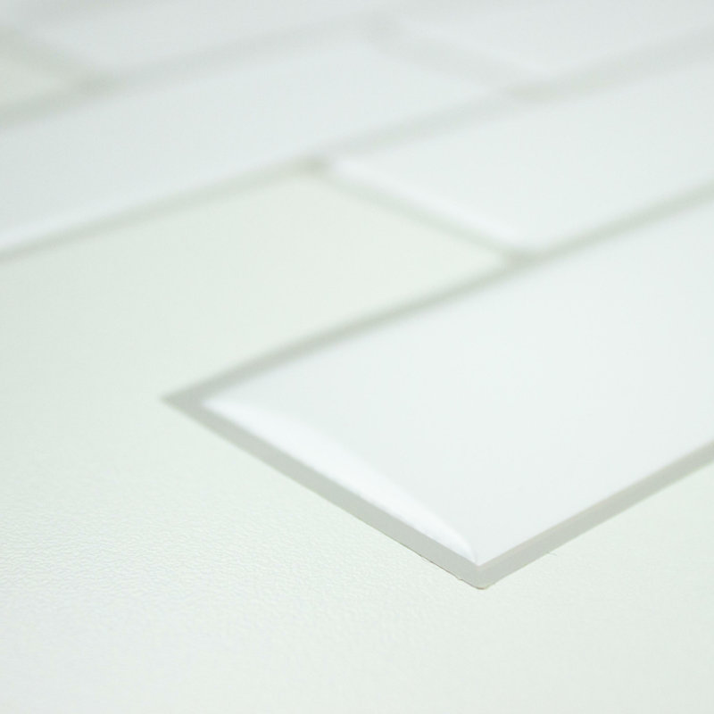 Carreau de mosaïque en pvc 10,5 po x 10,5 po en pvc blanc de style métro blanc