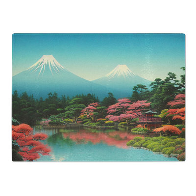 Traditional Japanese Mountains Vol.1  Glass Chopping Board