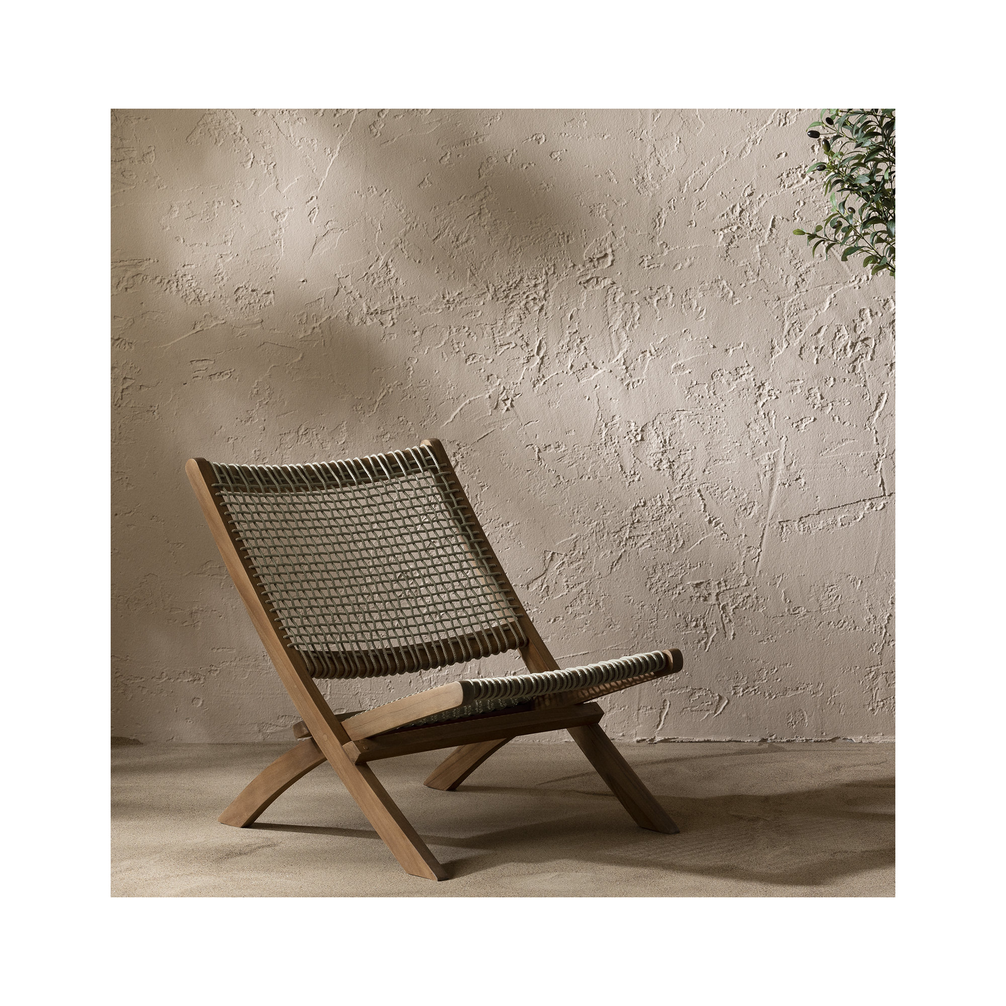 Agave Teak Outdoor Armless Lounge Chair, Gray, Natural