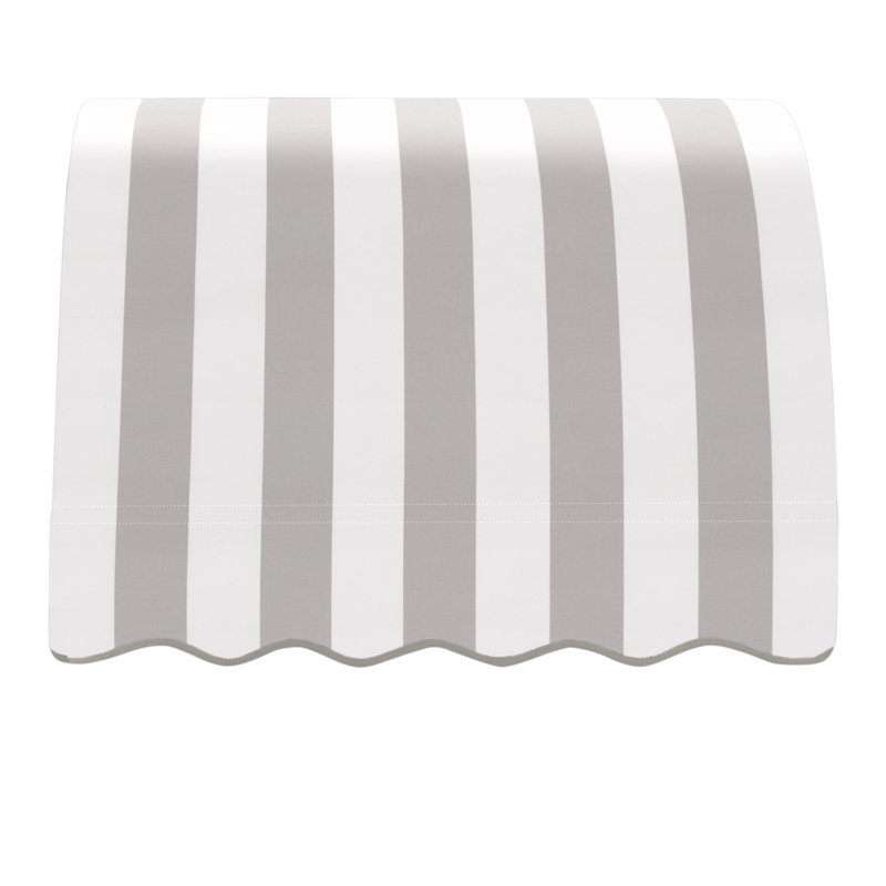 Awntech Savannah Acrylic Fabric Fixed Awning, Gray/White Stripe, 31" H x 40.5" W x 24" D