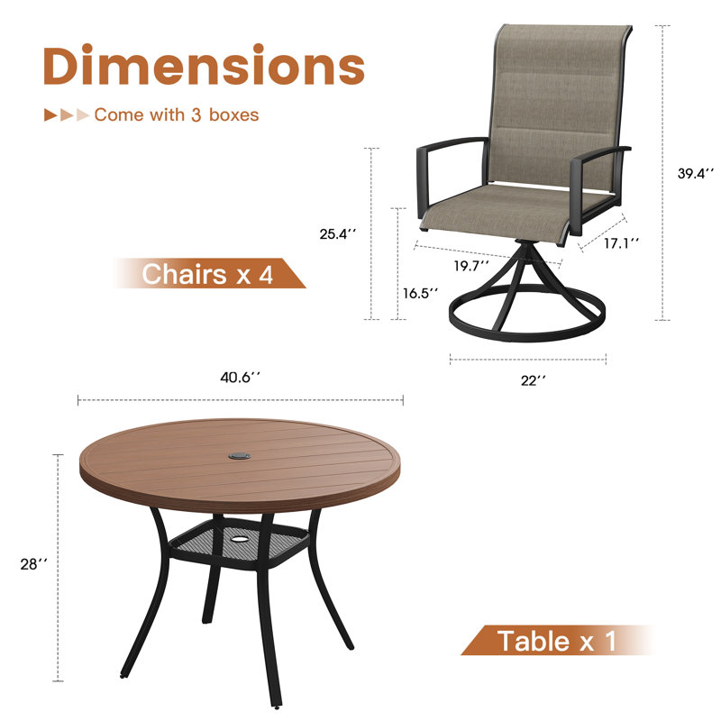ensemble repas de patio, Brun