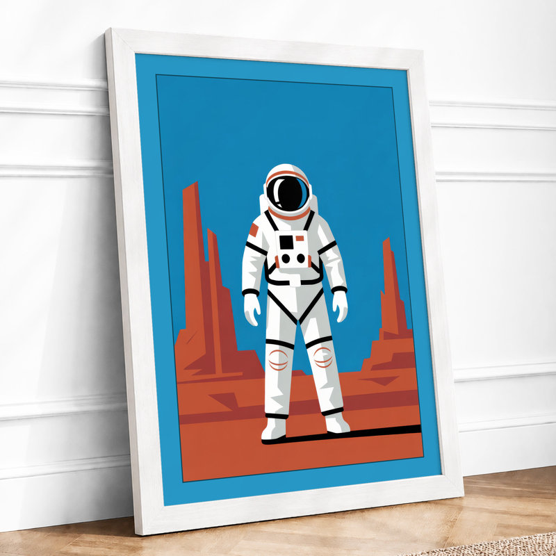 Astronaut in the Desert Modern - Framed Print, A4 - 29.7 x 21.0 cm, White