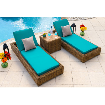 Ensemble de chaises longues d'extérieur 3 pièces Malmo