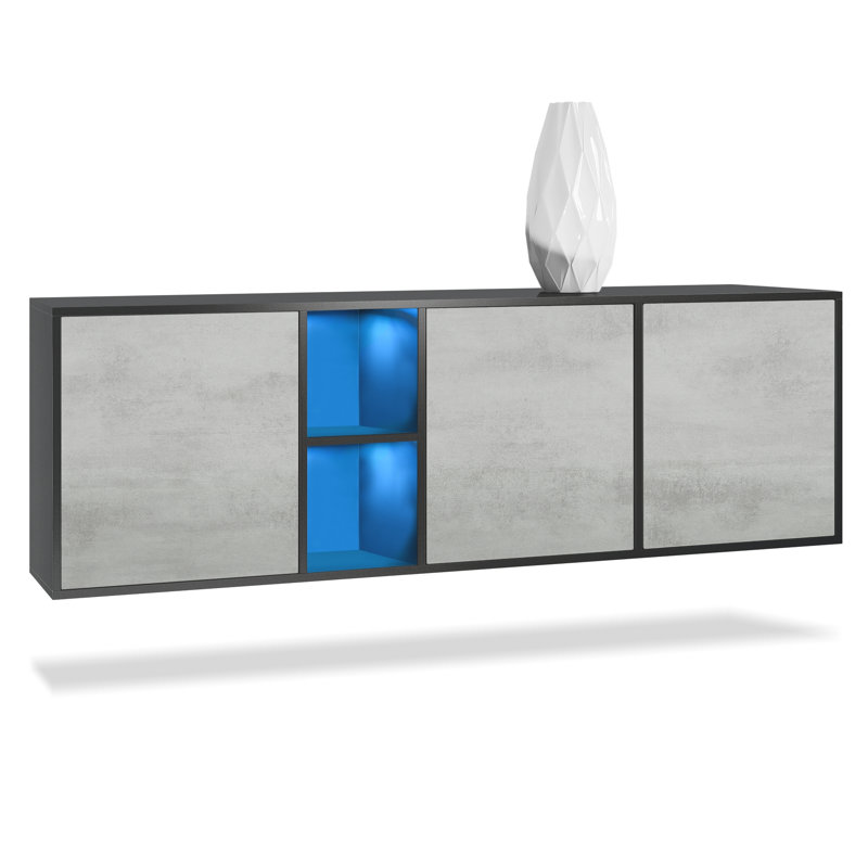 Argaki 182cm Sideboard, With LED, Concrete Oxide Optics