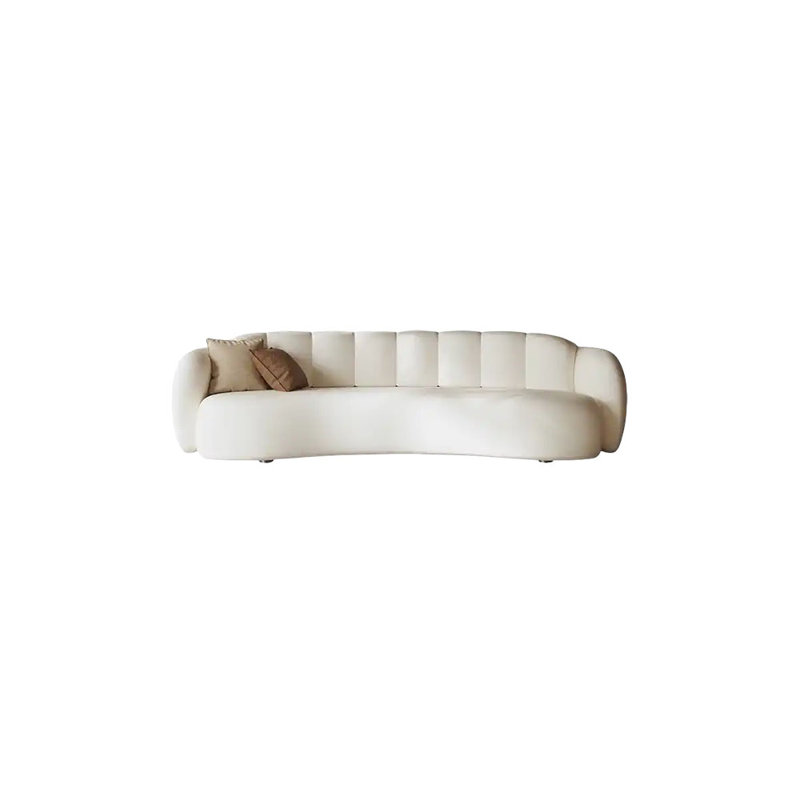 Canapé incurvé rond de style crème, H 27,17 po x l 82,68 po x P 35,43 po, 3