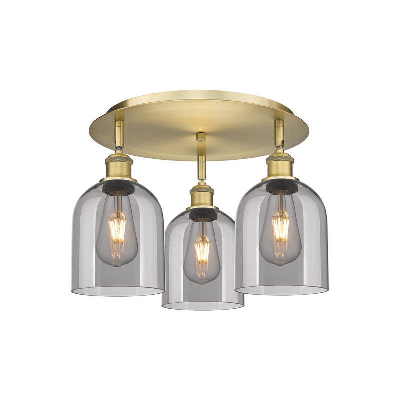 Odaniel Glass Semi Flush Mount, Light Smoke, Brushed Brass
