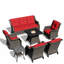 Ensemble de conversation pour 7 personnes avec foyer et coussins-2126592981