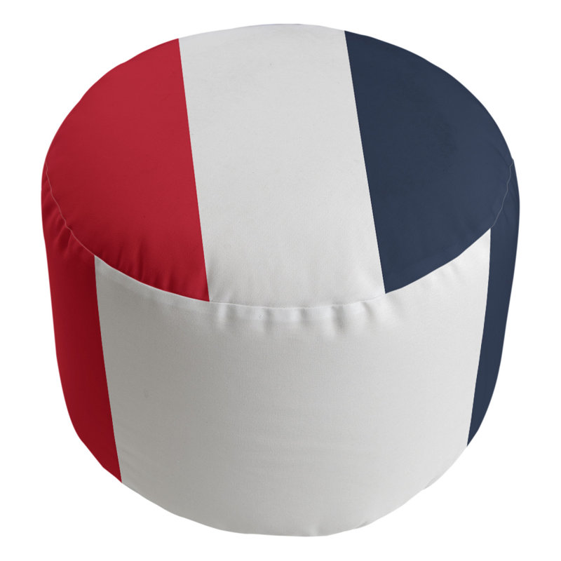 Repose-pieds cubique rond à rayures 20,5", Rouge / blanc / bleu marine