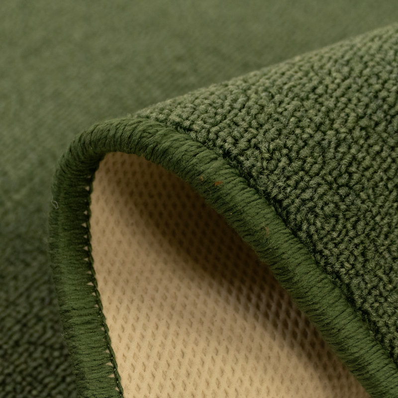 Solid Color Green with Slip Resistant Low Pile Rug, Runner 2'2" x 6'