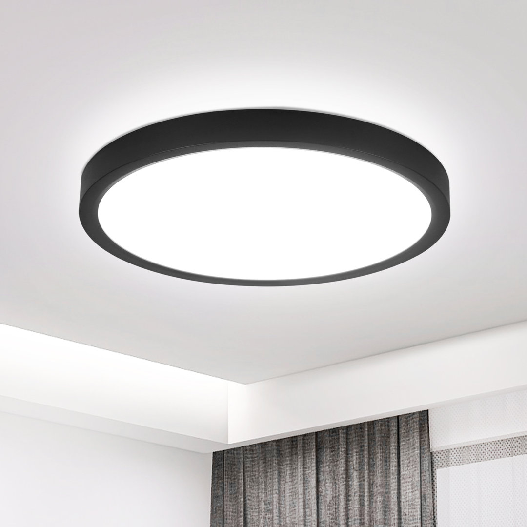 LED Deckenleuchte Schwarz Flach Rund 4000K Neutralweiß IP44 Deckenlampe 18cm für Bad Schlafzimmer