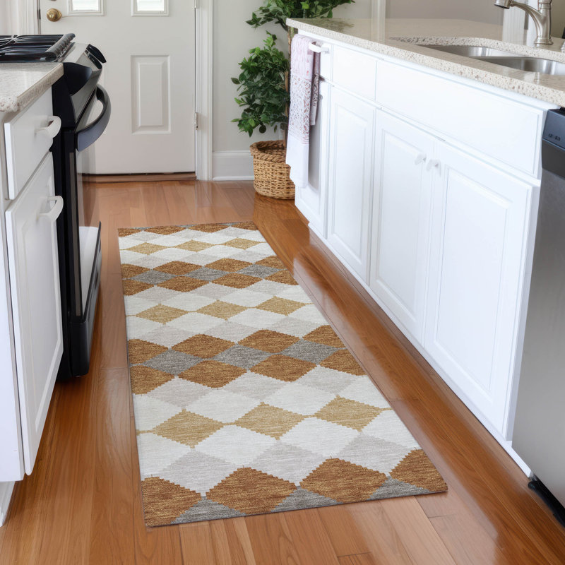 Premium Machine Washable Laclede AMF1007 Geometric Rug, Runner 2'3" x 7'6"