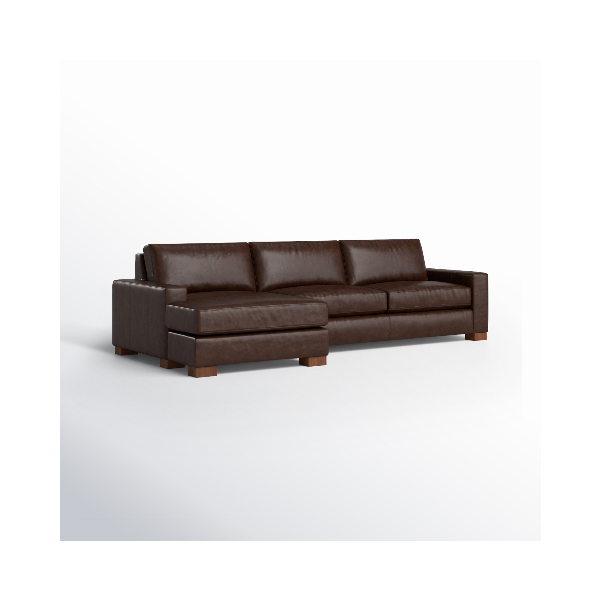 Jonie Genuine Leather 2-Piece Chaise Sectional, Left Hand Facing, Bistro Rustic Genuine Leather