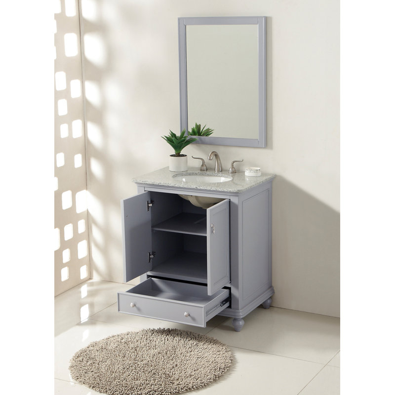 Otto 30'' Single Bathroom Vanity with Top, Light Gray, Sparkling Gray Quartz