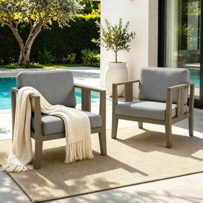 Junco Solid Wood Teak Outdoor Lounge Chair With Cushion And Arm