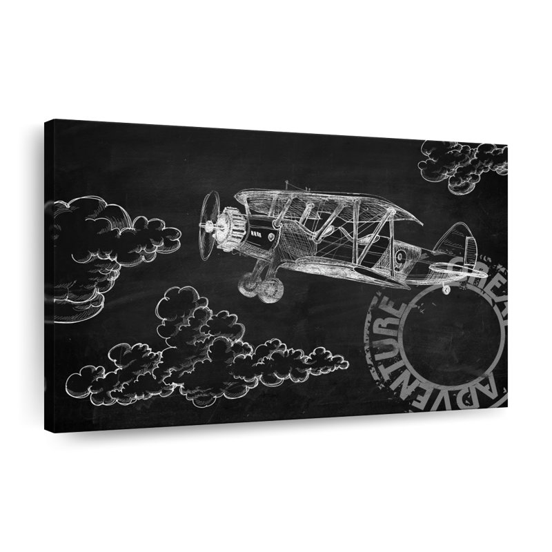 Tableau noir avion sur toile, H 26 po x l 39 po x P 1,25 po