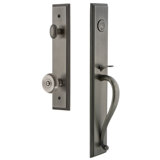 Carré Handleset with Single Cylinder Deadbolt and Bouton Door Knob and Rosette
