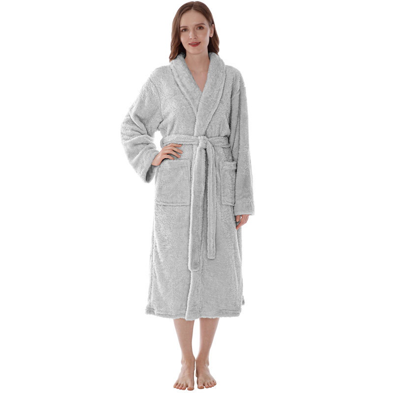 Peignoir en polaire pour femmes avec poches Lamartine, 2TG, Gris clair