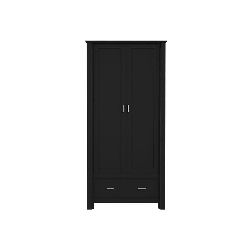 2 Door Manufactured Wood Wardrobe, Black