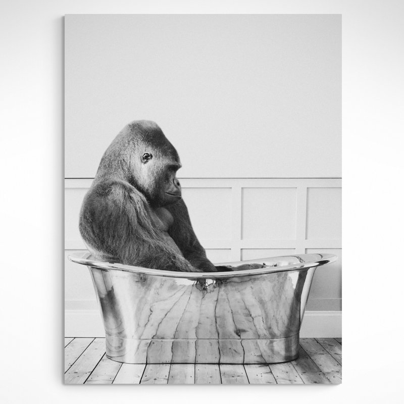 Gorilla In Bath - Wrapped Canvas Print, 81cm H x 61cm W