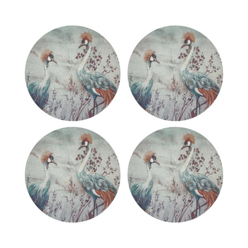 Sous-verres ronds en cuir végétalien Crane Crane, Turquoise / rouge