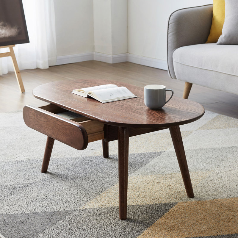 Table basse, table centrale avec table basse et tiroirs avec plateau 100% bois massif et plateau de table l 100 x P 52 x H 46 cm