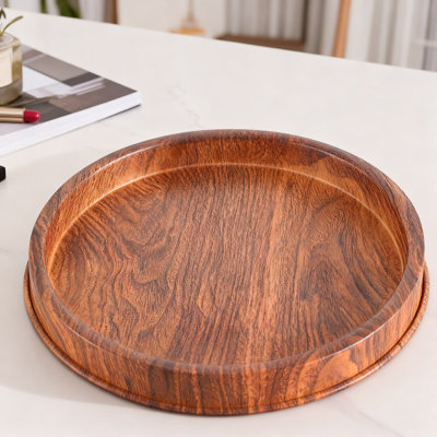 Round Decorative Serving Tray For Coffee Table Centerpieces, Modern Farmhouse Home Decor With Soft Padding For Living Room And Bathroom Organization