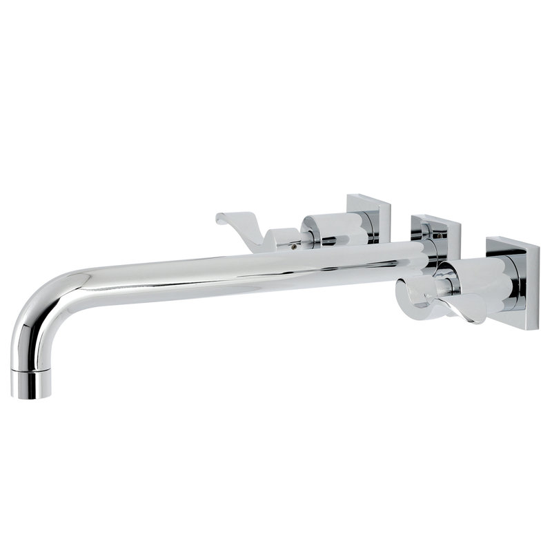 Kingston Brass NuWave Two-Handle 3-Hole Wall Mount Roman Tub Faucet, Polished Chrome