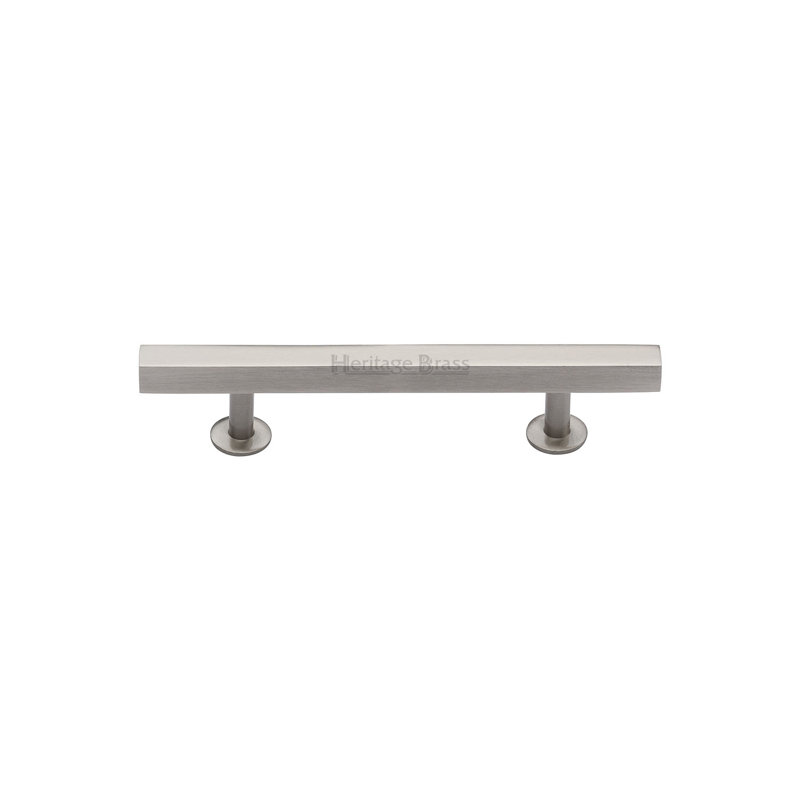 Heritage Brass Heritage Cabinet Pull Square Design with Footings, Satin Nickel, 9.6cm