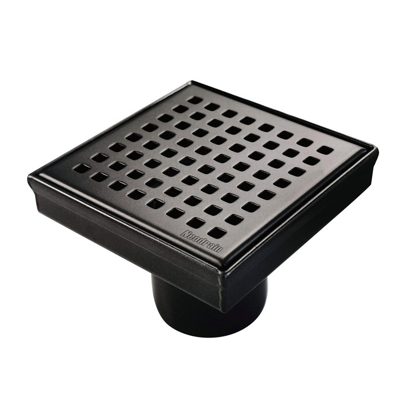 4 In. X 4 In. Stainless Steel Square Shower Drain With Square Pattern Surface