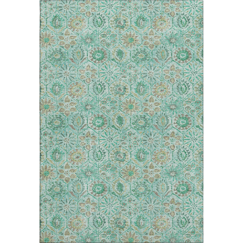 Premium Machine Washable Ralston AMF1938 Floral Rug, Rectangle 2'6" x 3'10"