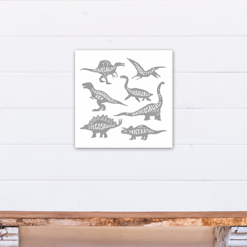 Art sur toile dino names Amapola, H 16 po x l 16 po x P 1,25 po, Blanc / Gris