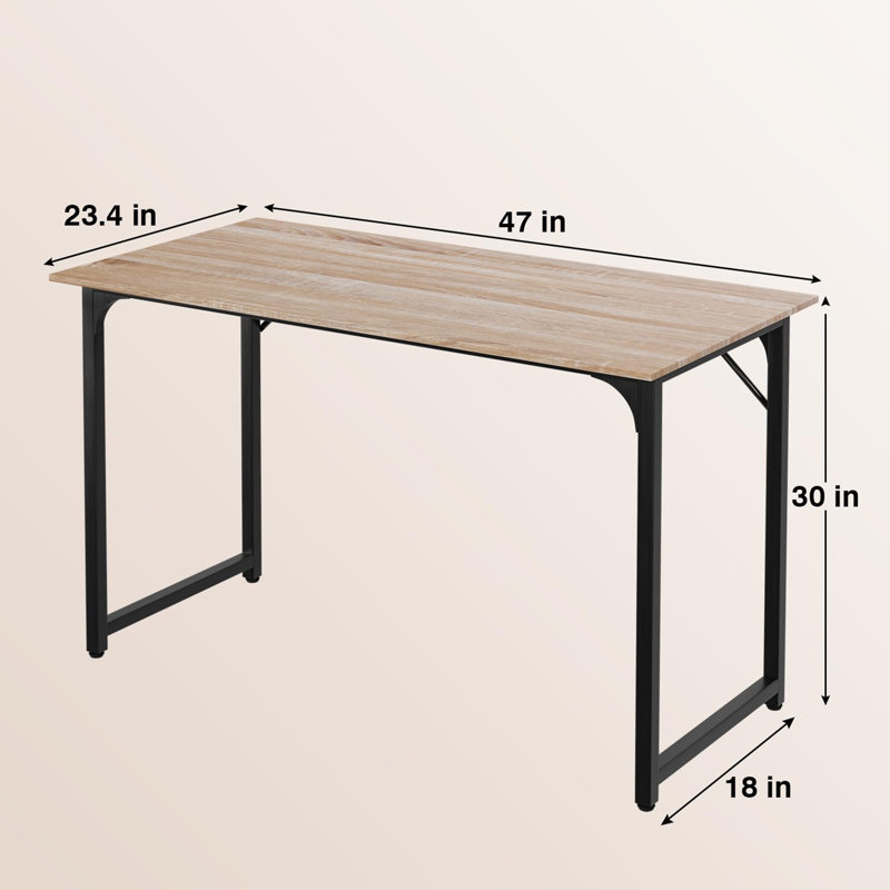 computer desk study desk, Nature/Black, 29.7" H x 47.2" W x 19.7" D